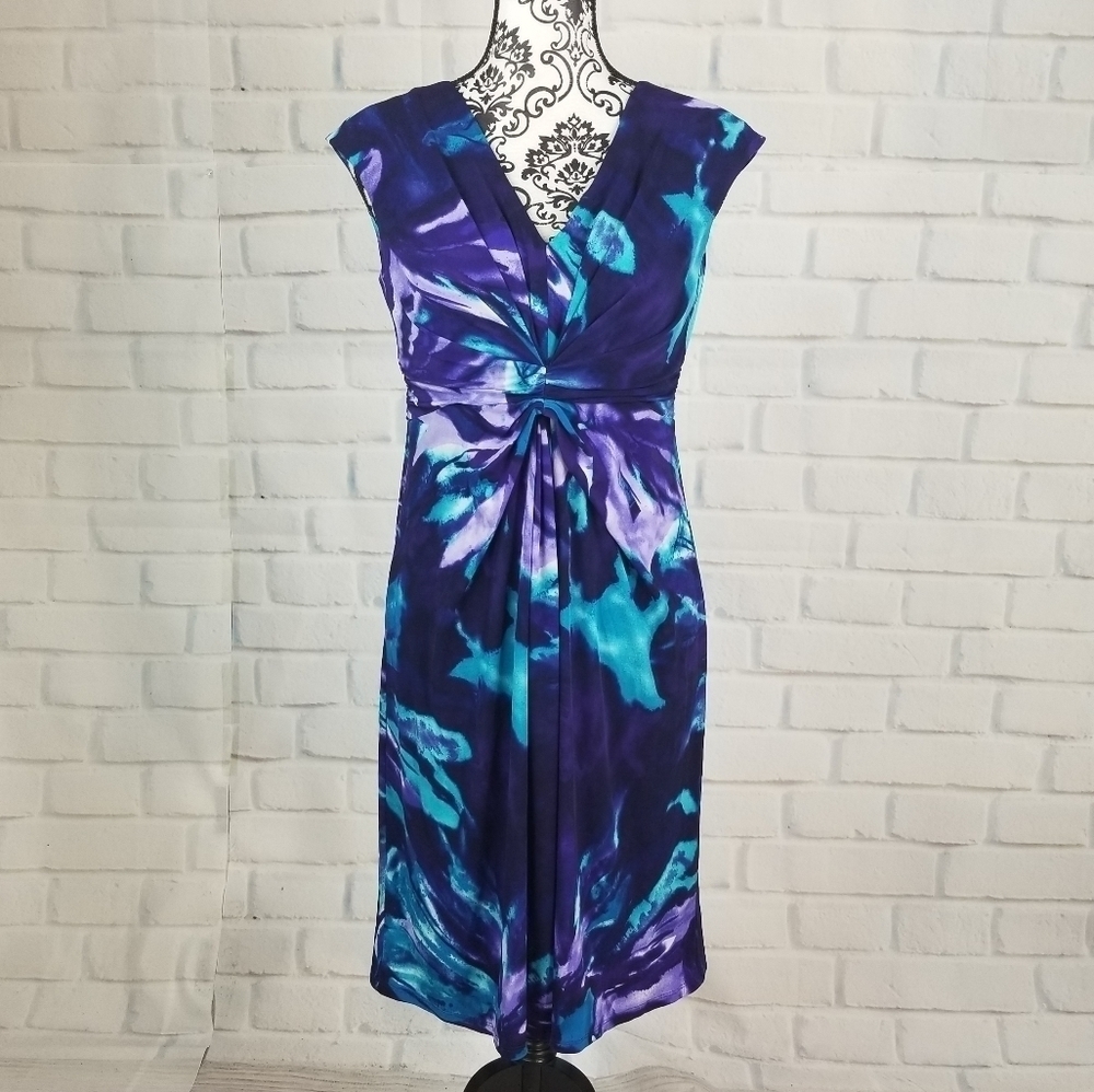 Jones New York sz p10 floral print stretch dress